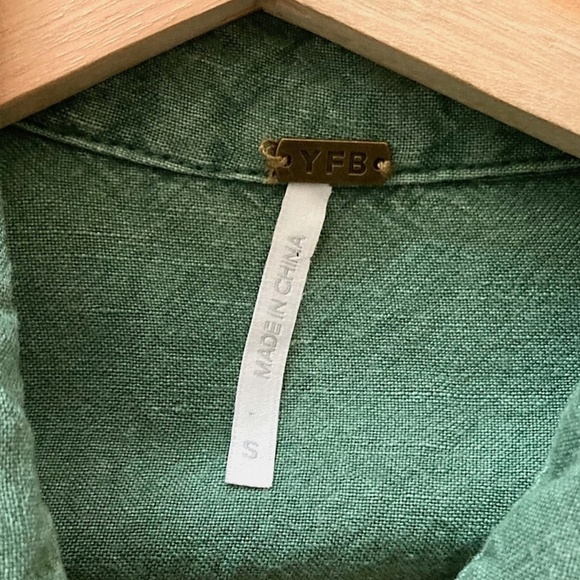 Young Fabulous & Broke YFB Lakeside Linen Romper Pigment Dyed Green REVOLVE - Picture 3 of 8